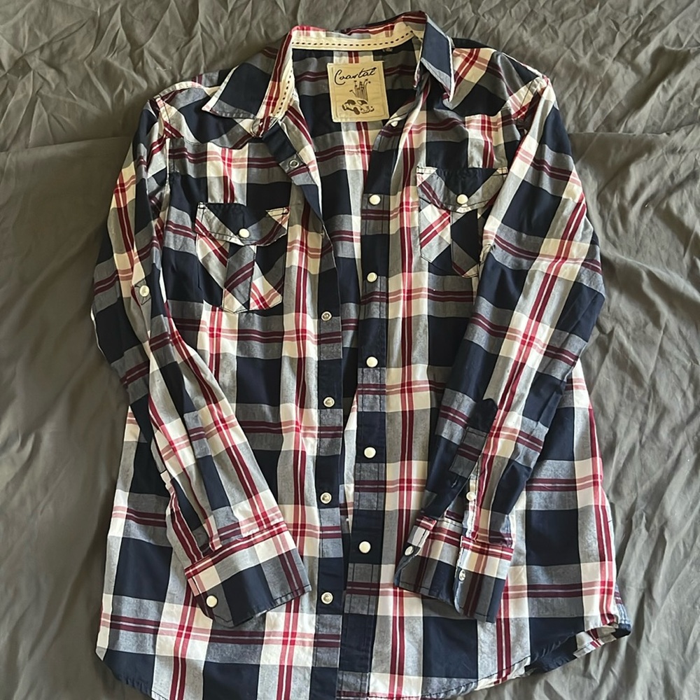 Casual dress up or dress down men’s plaid shirt